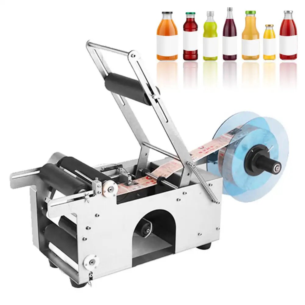 Semi Automatic Rounded Bottle Labeling Machine - close up detail view